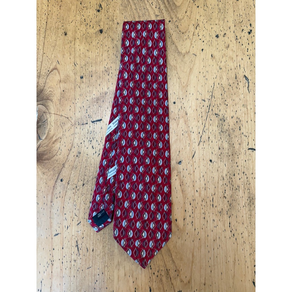 Ermenegildo Zegna Silk Tie Red Geometric Disegno Esclusivo Italian Luxury Men